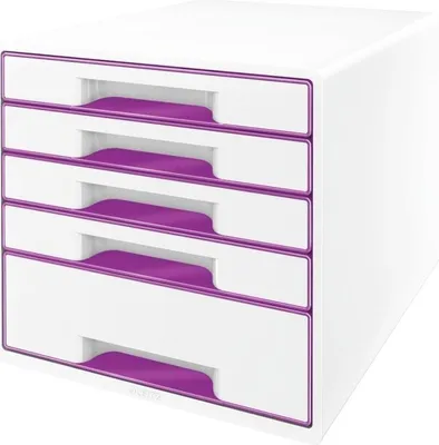 Produktbild von Leitz Schubladenbox WOW CUBE 52142062 5Schubfächer weiß/violett