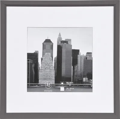 Image de Cadre en plastique Henzo METALLICA 30 x 30 cm gris foncé avec passe-partout 18 x 18 cm