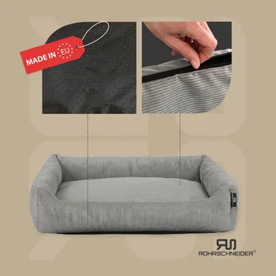 Produktbild von Rohrschneider Hundebett Hundekorb Cordstoff mit Hundekotbeutelset