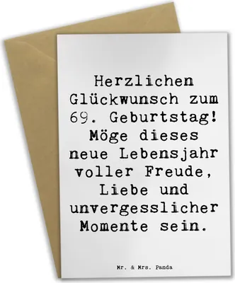Produktbild von Mr. & Mrs. Panda Grußkarte Spruch 69. Geburtstag Glückwunsch - Weiß - Geschenk, hochzeitskarten, einladungskarten, glücklich, Grußkarten, Happy Birthday, osterkarte