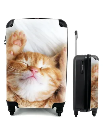 Produktbild von MuchoWow® Koffer Handgepäck Trolley Rollkoffer Kleine Reisekoffer mit 4 Rollen - Katze - Rot - Haustiere - Kätzchen - Cabin Size < 55x40x23 cm & 55x40x20 cm - Fotokoffer - Kabinenkoffer - Boardgepäck - Reise-Box - Reisekoffer - Reisegepäck - Koffer mit Bild - Trolley für Kinder