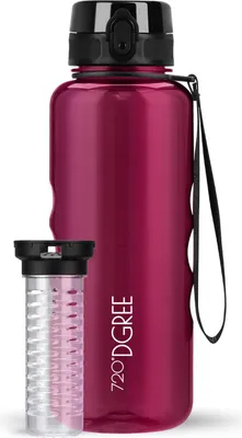 Produktbild von uberBottle crystalClear Trinkflasche mit Fruchtbehälter 1500ml / Lavish Plum/ 720DGREE