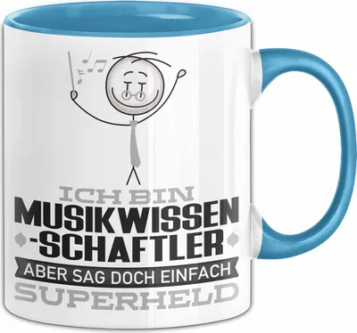 Produktbild von Musikwissenschaftler Geschenk Tasse Ich Bin Musikwissenschaftler Aber Sag Doch Einfach Superheld Lustige Geschenkdiee für Musikwissenschaftler Kaffee-Becher (Blau)