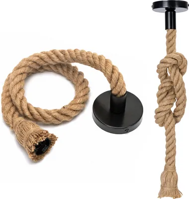 Produktbild von E27 Hanfseil-Lampenfassung mit Kabel Hängelampenhalter Vintage Nostalgie Retro Natur