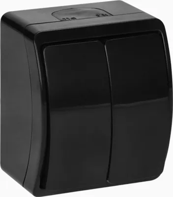 Produktbild von Aufputz Doppelschalter Lichtschalter Wandschalter IP44 schwarz 230V