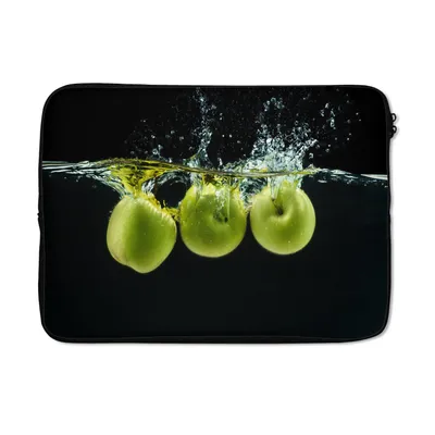 Produktbild von MuchoWow® Laptop Hülle 14 ZollÄpfel - Obst - Wasser - Schwarz - Grün Laptoptasche - Laptoptasche - Stoßsicher - Schutzhaube