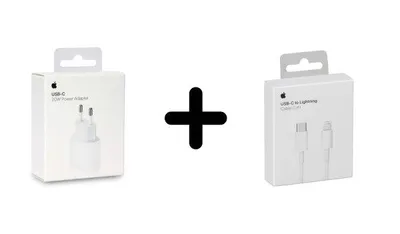 Produktbild von Apple 20W USB-C Power Adapter + 1m USB-C zu Lightning Ladekabel für iPhone 14 13 12 11 X Pro Max