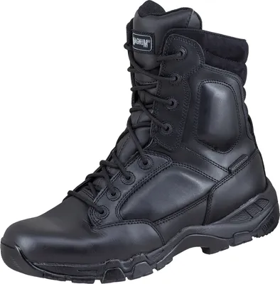 A studio shot of a black Magnum Viper Pro 8.0 Leather Waterproof boot.