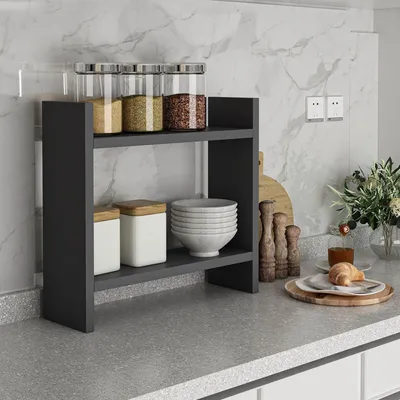Immagine prodotto di Morfasso - Mensola, 34x10x30h cm Nero Antracite, 2 Ripiani