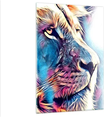 Produktbild von Bilder auf glas - Einteilig - Löwe Mähne Märchen - 80x120cm - Glasbilder - Wandbilder - Bilder - zum Aufhängen bereit - Wanddekoration aus Glas - Glas Bilder - Wandbild auf Glas - GPA80x120-4713