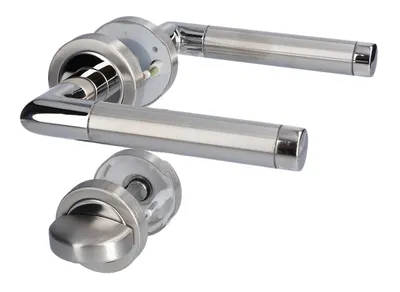 Produktbild von Rosettengarnitur V für Bad-WC-Türen, inkl. WC-Riegel, Cliprosette Ø52mm
