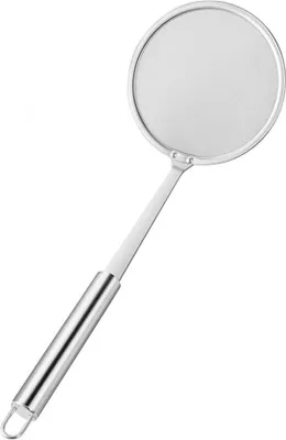 Image de Cuillère de cuisine argentée avec manche, longueur de 32 cm, en acier inoxydable