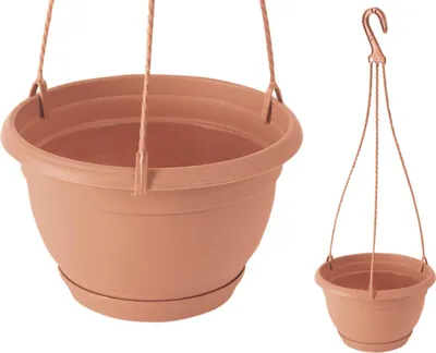 Image de Bassin de production suspendu, Pot de balcon rond de 21 cm avec crochet 3.8L