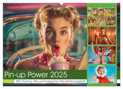 Produktbild von Pin-up Power 2025 (Wandkalender 2027 DIN A2 quer), CALVENDO Monatskalender