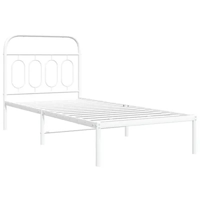 Produktbild von Bettgestell mit Kopfteil Metall Weiß 90x190 cm