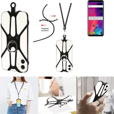 Produktbild von K-S-Trade 3in1 Handykette Handyband Handykordel Halsband Smartphone-Ring Handy-Ring kompatibel mit Elephone U Pro Fingerhalterung Handyring