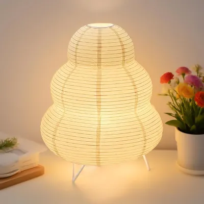 Reispapier Lampenschirm, E14, Weiß, H 26cm, mit Kabel und Schalter