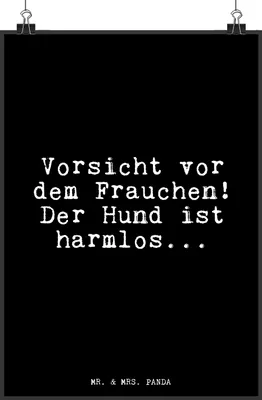Produktbild von Mr. & Mrs. Panda Bild Vorsicht vor dem Frauchen!... DIN A4 - Schwarz - Geschenk, Sprüche, wanddeko, drucke, Wanddekoration, Hundebesitzer, Wandbild, Hund, Freundin, Frau
