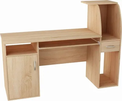 Produktbild von MATKAM Schreibtisch B3, H 112x B 150 x T 50 cm, ausziehbare Ablage für Tastatur, mit Schublade und Tür (Sonoma Eiche)