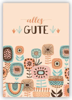 Produktbild von Zauberhafte Retro folklore Glückwunschkarte mit schönen Vintage Blumen: alles Gute