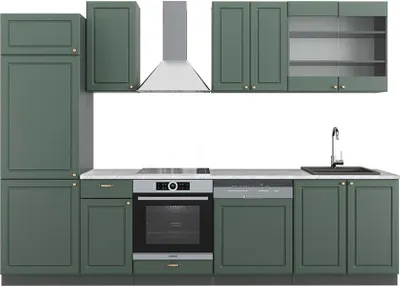 Produktbild von Küchenzeile Vicco Fame-Line Grün-Gold Landhaus/Anthrazit 300 cm , AP Marmor, Model 42666