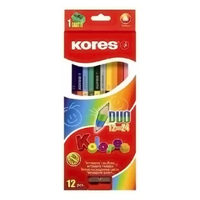 Produktbild von Kores Dreikant Buntstifte "DUO" 12er Karton Etui + Spitzer