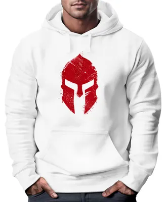 Produktbild von Hoodie Herren Print Sparta-Helm Aufdruck Gladiator Krieger Warrior Spartaner Fashion Streetstyle Neverless® weiß M