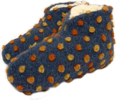 Produktbild von Hausschuhe Bettschuhe Wolle Noppen blau Linke