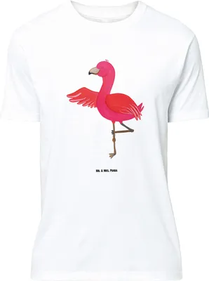 Produktbild von Mr. & Mrs. Panda Größe XL T-Shirt Flamingo Yoga - Weiß - Geschenk, Vogel, Rosa, Shirt, Baum, Tshirt, Yogi, mit Spruch, Namaste, Urlaub
