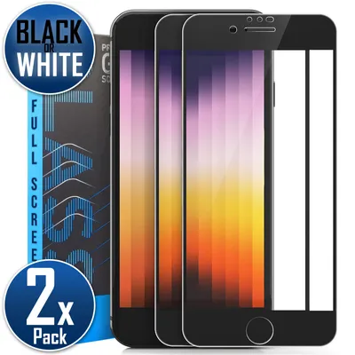 Produktbild von 2x Full Screen Panzerfolie für iPhone SE 2022 / SE 2020 (SE 3 / SE 2) in Schwarz Full Cover Schutzglas Panzerglas 9H