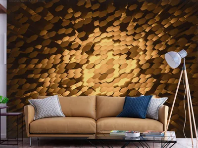 Produktbild von Vlies Fototapete 3D Effekt 400x280 cm Tapeten Wandtapete XXL Optisch Abstrakt Geometrisch Kristall Gold f-A-0907-a-a