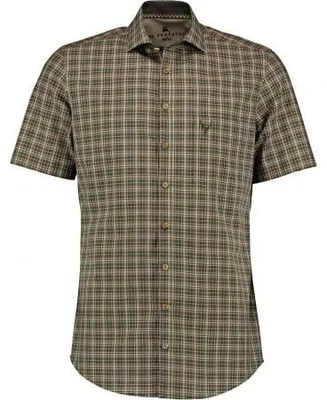 Produktbild von OS Trachten Piwaya Hemd 1/2 Arm Slim Fit Herren (Oliv) Größe 39/40