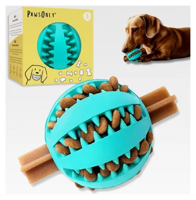 Produktbild von Futterball für Hunde | Intelligenzspielzeug | Snackball aus Naturkautschuk | Beschäftigung für Hunde | Zahnball (Klein 6 cm, Blau)