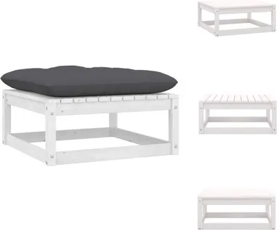Image de vidaXL Tabouret de jardin avec coussin blanc pin massif - éléments de canapé de jardin