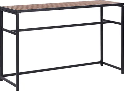 Produktbild von BELIANI Gartentisch Hellbraun u. Schwarz Kunstholz u. Stahl 150 x 50 cm Rechteckig Modern Outdoor Terrasse Garten Möbel Hochtisch für 2 Personen