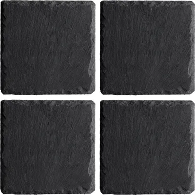 Produktbild von Untersetzer - 10 x 10 cm - Anthrazit - Schiefer - Unikat - 4er Set