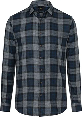 Produktbild von KARLOWSKY Herren Flanellhemd URBAN-STYLE Langarm Marine Karo S