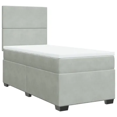 Produktbild von Boxspringbett mit Matratze Hellgrau 90x200 cm Samt