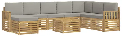 Produktbild von vidaXL Outdoor-Sofagarnitur 7 pcs Weiß und Hellgrau 59 x 59 x 37 cm