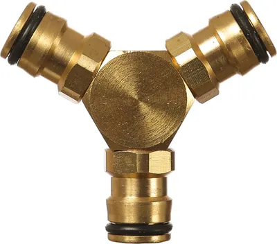 3-Wege Wasseradapter - 3 Schnellkupplungen - Messing Y-Splitter