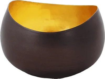 Produktbild von Teelichtschale Goldlicht Swing, Metall, Gold, Handarbeit, ca. 12 x 8 cm