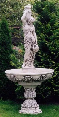 Produktbild von Casa Padrino Jugendstil Springbrunnen Grau Ø 108 x H. 230 cm - Prunkvoller Gartenbrunnen - Gartendeko Brunnen - Barock & Jugendstil Garten Deko Accessoires