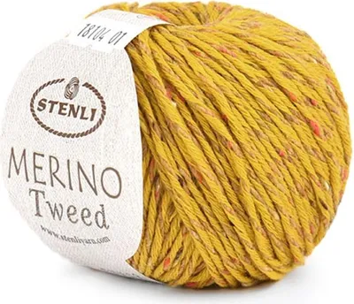 Produktbild von Stenli Merino Tweed Wolle Muskatgelb, , 55% Wolle, 85m/50g