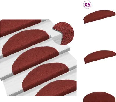 Produktbild von vidaXL Selbstklebende Treppenmatten 5 Stk. Rot 65x21x4 cm Nadelvlies -  Stufenteppiche