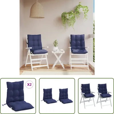 Image de The Living Store Coussins de chaise basse 2 pcs. Bleu marine Tissu Oxford