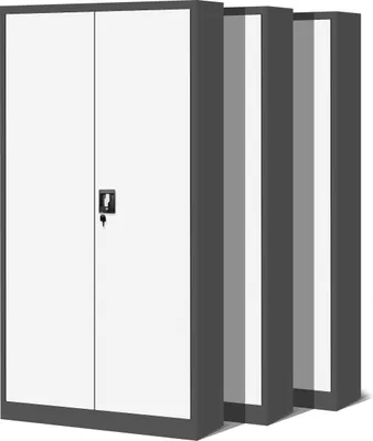 Produktbild von 3er Set Aktenschrank C001H Büroschrank Metallschrank Stahlschrank Werkzeugschrank Stahlblech Pulverbeschichtet Flügeltürschrank Abschließbar 195 cm x 90 cm x 40 cm Farbe: Anthrazit/Weiß)