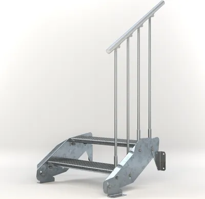 Produktbild von Stahltreppe 2 Stufen bis Höhe 44 cm, Laufbreite : 80 cm Geländer rechts ST 1 (31 / 31 mm)