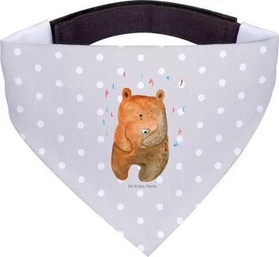 Produktbild von Mr. & Mrs. Panda Hundehalstuch Bär Party - Grau Pastell - Geschenk, Gute Laune, Halstuch, Teddy, Dreieckstuch Hund, Geburtstag, Lustig, Tuch, Geburtstagsgeschenk