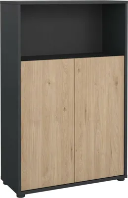 Image de Canossa - Buffet, 80x34x124h cm Chêne Brun, 2 Étagères