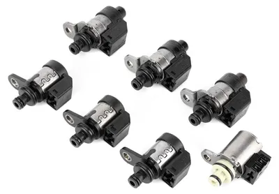 Zdjęcie produktu dla Zestaw 7 sztuk: Elektromagnetyczny zawór skrzyni biegów, pasujący do samochodów INFINITI CX35, rocznik 2007 i nowsze, z napędem 5-biegowym, napędem na wszystkie koła (R/AWD), silnikiem 3.5L, skrzynią biegów RE5R05A